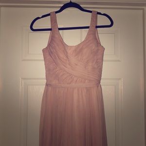 Blush pink chiffon long bridesmaid dress